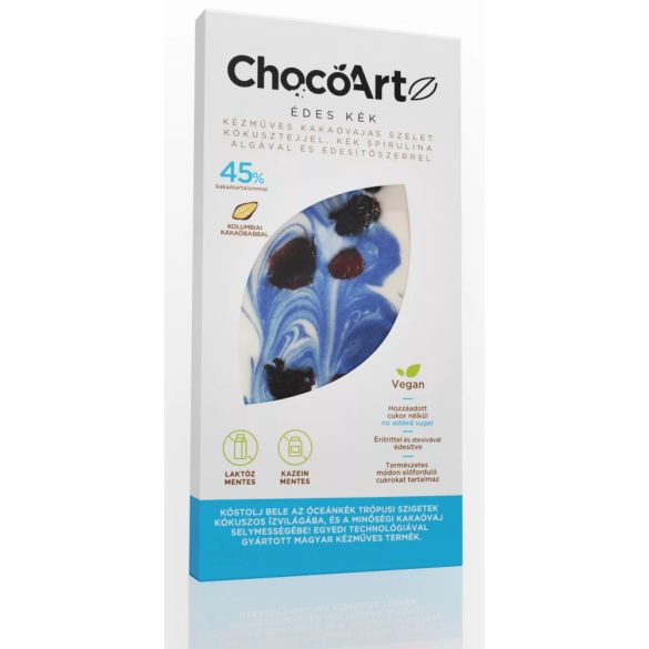 ChocoArt 70 g Blau Spirulina Kokosmilch Manufakturschokolade mit Süßungsmitteln