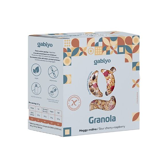 Gabiyo Sauerkirsch-Himbeer Granola Knuspermüsli 275 g (glutenfrei, ohne Zuckerzusatz)