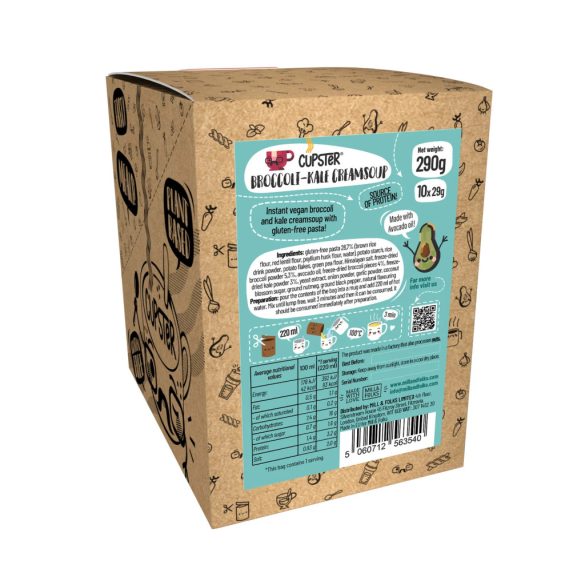 Cupster vegane Instant Brokkoli-Grünkohl Cremesuppe 20g glutenfreie Tassensuppe MHD: 22.08.2026