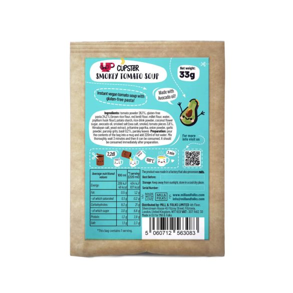 10er Pack Cupster vegane Instant Geräucherte Tomatensuppe 10x20g glutenfreie Tassensuppe