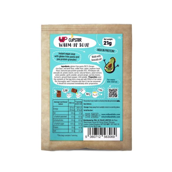 Cupster vegane Instant Aufwärmesuppe 14g glutenfrei Tassensuppe MHD:28.03.26