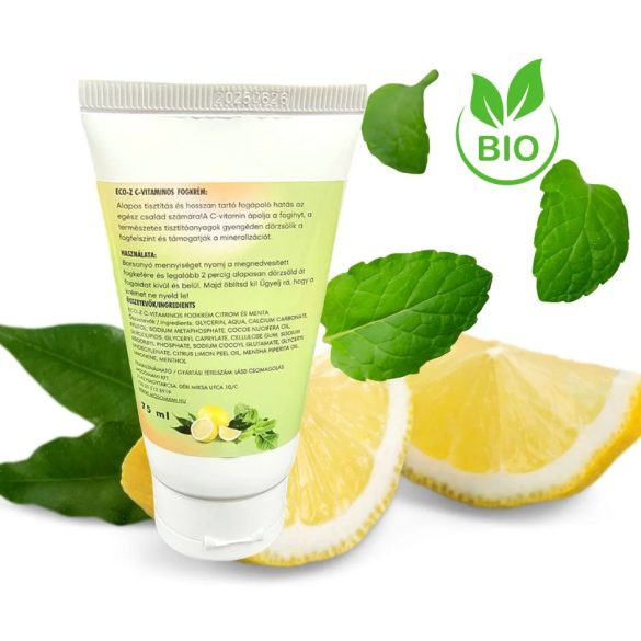 Eco-Z Vitamin C Zahnpasta mit Zitrone, Minze und Xylit 75 ml Ohne Fluorid MHD:26.05.26