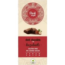   Dark Delight Zartbitter Schokolade 80 g mit ganzen Haselnüssen ohne Zuckerzusatz 85% Kakao (vegan, paleo, glutenfrei)