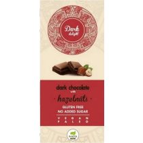   Dark Delight Zartbitter Schokolade 80g mit ganzen Haselnüssen ohne Zuckerzusatz 85% Kakao (vegan, paleo, glutenfrei)