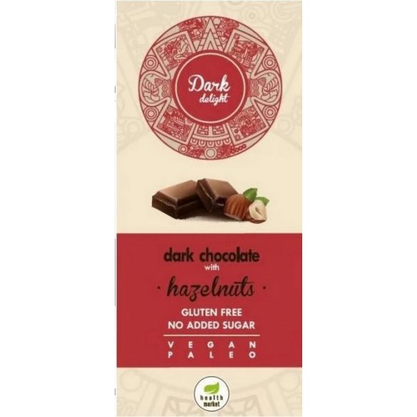 Dark Delight Zartbitter Schokolade 80 g mit ganzen Haselnüssen ohne Zuckerzusatz 85% Kakao (vegan, paleo, glutenfrei)