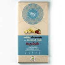   White Delight Weiße Schokolade 80g mit ganzen Haselnüssen mit Kokosmilch ohne Zuckerzusatz (vegan, paleo, glutenfrei) 
