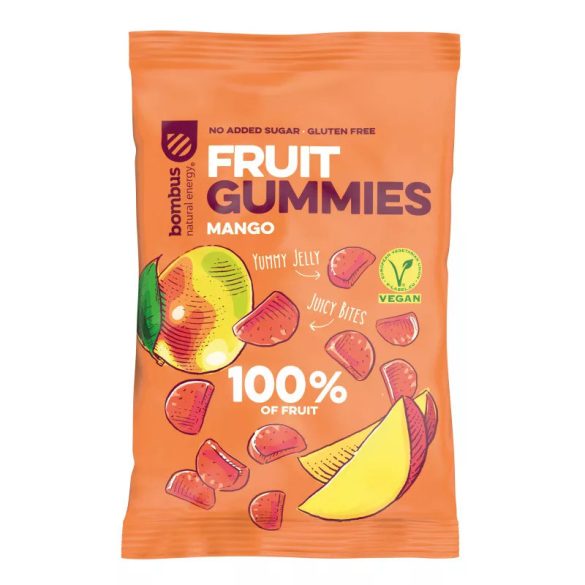 Bombus Fruchtgummi Gummibonbons 35g Mango 100% Frucht (vegan, ohne Zuckerzusatz) MHD:23.04.26