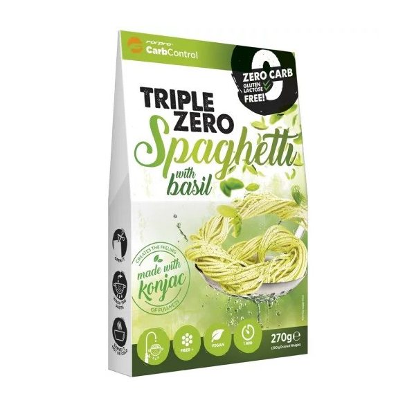 Triple Zero Konjak Spaghetti mit Basilikum 270 g (glutenfrei, paleo, zuckerfrei)