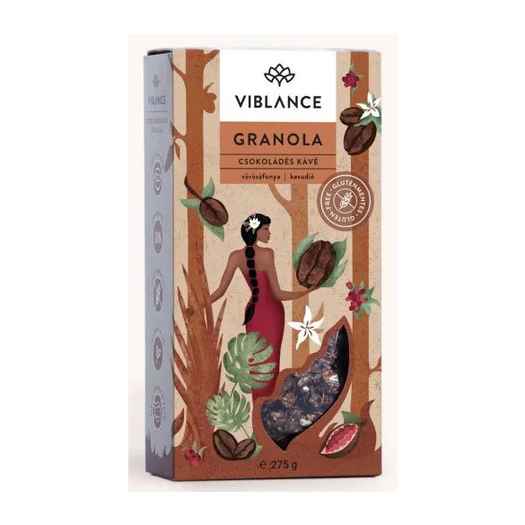 Viblance Glutenfreies Schoko Kaffee Granola 275 g (glutenfrei, ohne Zuckerzusatz)