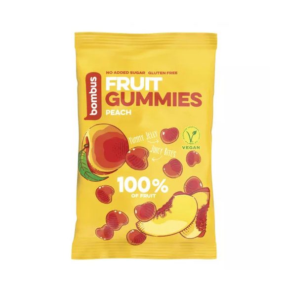 Bombus Fruchtgummi Gummibonbons 35g Pfirsich (vegan, ohne Zuckerzusatz) MHD:03.05.26