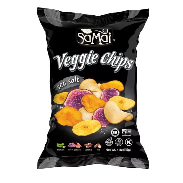 SAMAI Rainforest Veggie Chips Maniok Cassava Süßkartoffeln Kochbanenen mit Meersalz 115g 