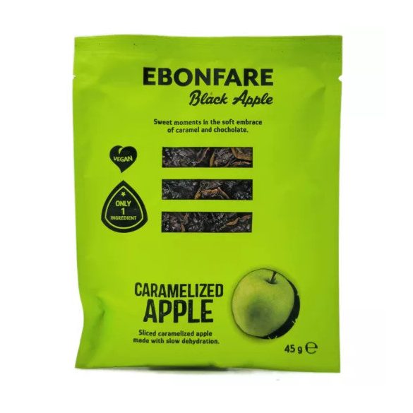  Ebonfare Black Apple getrocknete, karamellisierte Äpfeln 45g 100% Frucht 