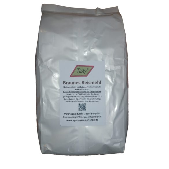Tasty Vollkorn Reismehl Braunes Reismehl 1 kg (glutenfrei)
