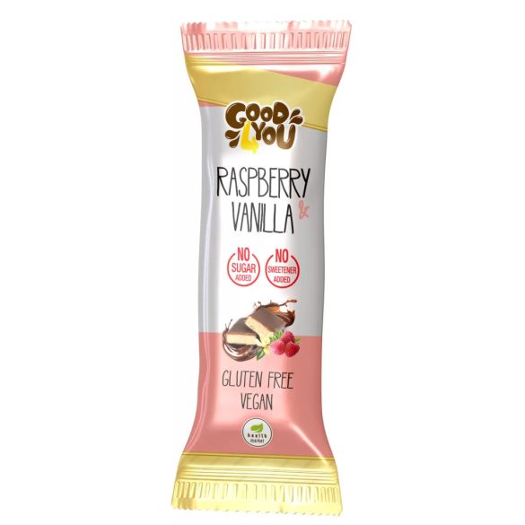 Good4You Himbeere Vanille Kokosmilch Schoko Riegel 25g (vegan, paleo, ohne Zuckerzusatz; ohne Süßungsmittel)
