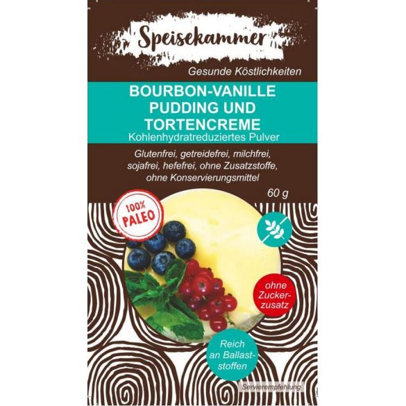 Speisekammer Bourbon-Vanille Pudding und Tortencreme Pulver 60 G (Paleo, glutenfrei, maisfrei, sojafrei, kohlenhydratreduziert)