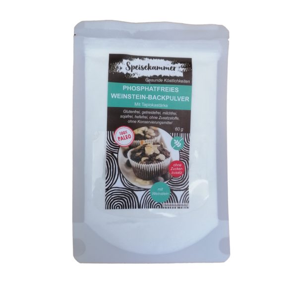 Speisekammer Phosphatfreies Weinstein-Backpulver 60 G (Paleo, glutenfrei, maisfrei, sojafrei, kohlenhydratreduziert)